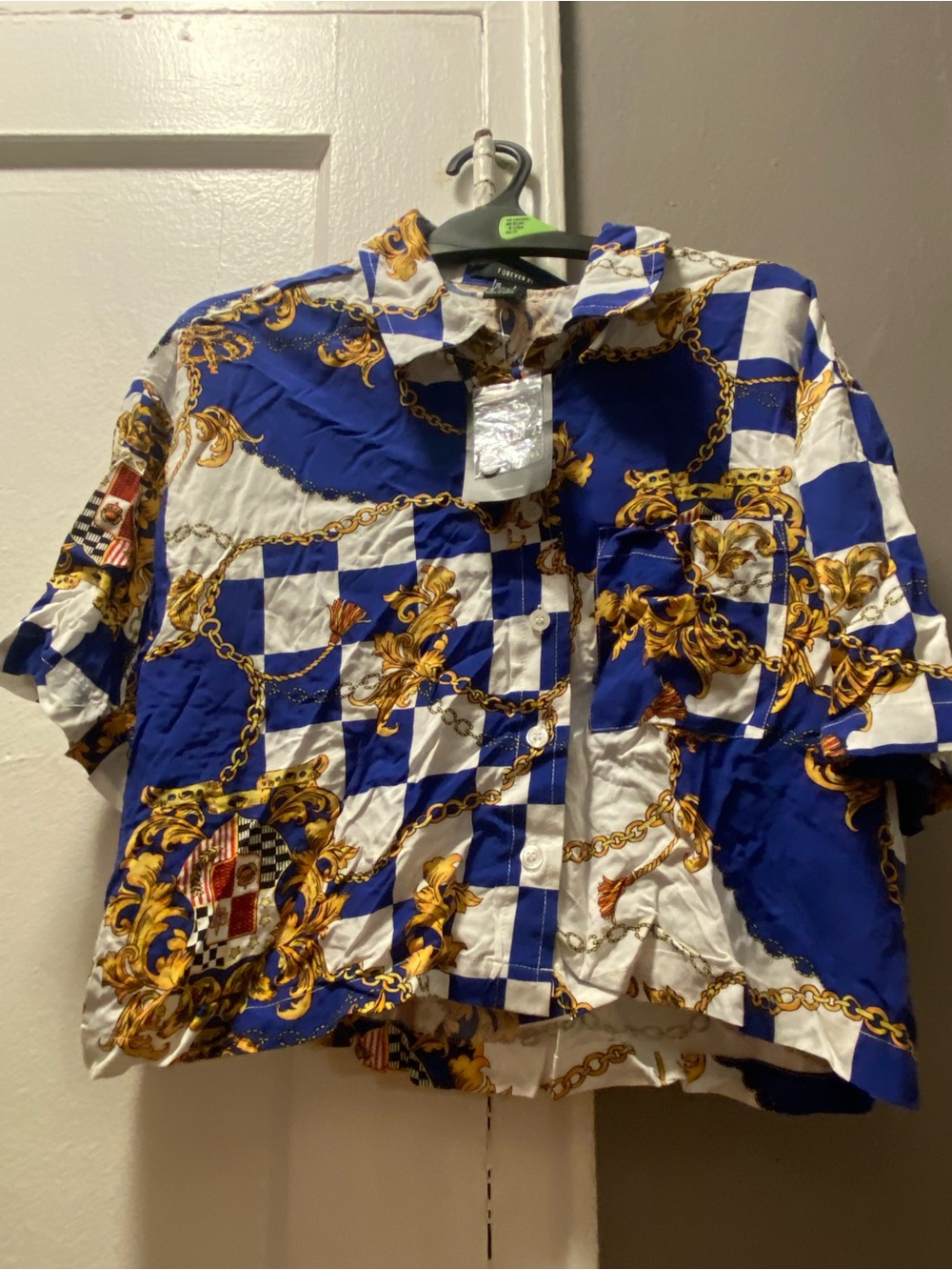 Forever 21 'Women’s Shirt with Blue and Gold Chain Design
